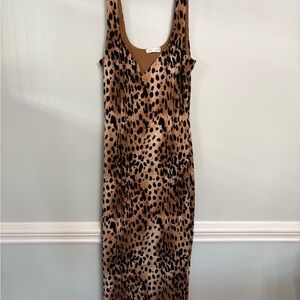 Good American Leopard Print Sleeveless Tank Dress